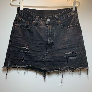 Levi's Black Distressed Denim Mini Skirt